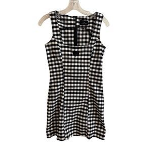 Lazy Oaf Gingham Heart Black & White Sleeveless Mini Dress Size Small
